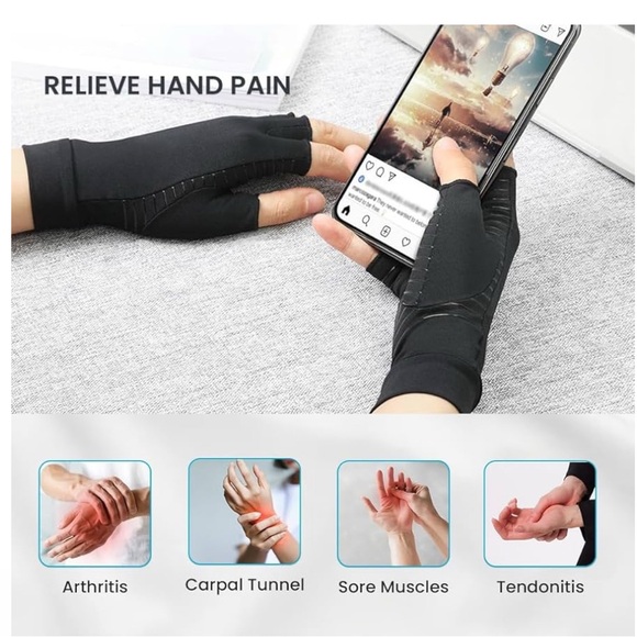 Hotcakes Copper-Infused Arthritis Support Gloves for Men and Women - Fingerless - Picture 2 of 4